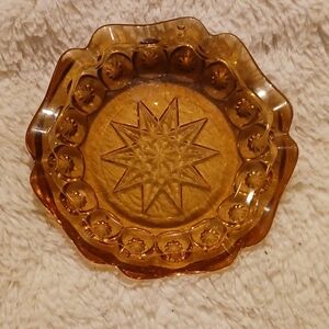 Amber Glass Starburst Dish